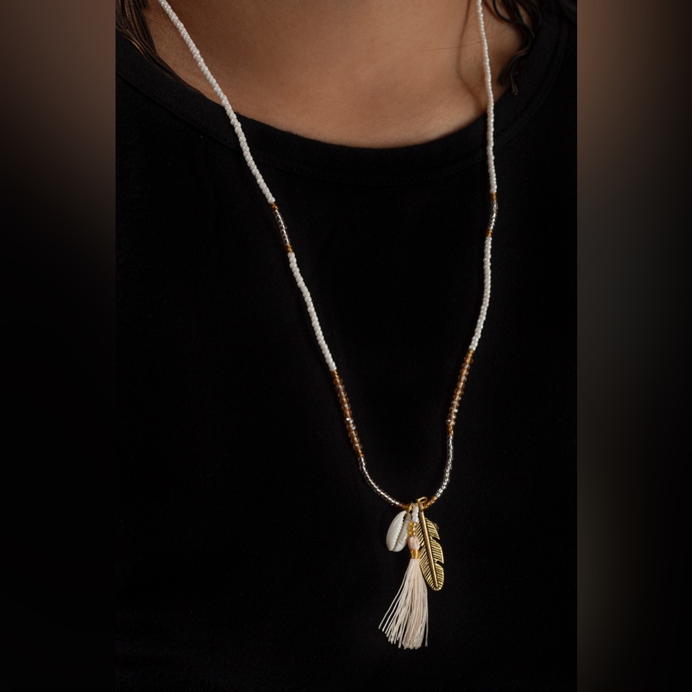 Balinese Beaded Feather Necklace